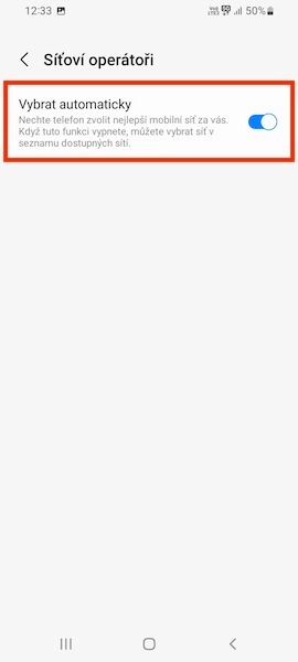 Výběr síťového operátora