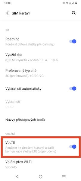 Hovory VoLTE
