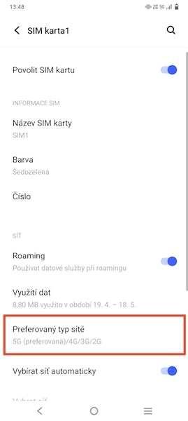 Preferovaný typ sítě