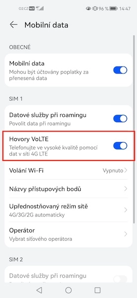 Hovory VoLTE