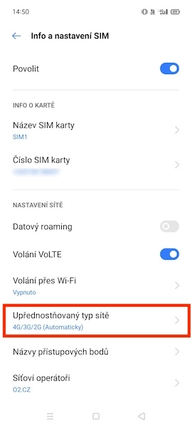 Preferovaný typ sítě