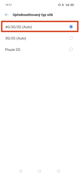 Upřednostňovaný režim sítě