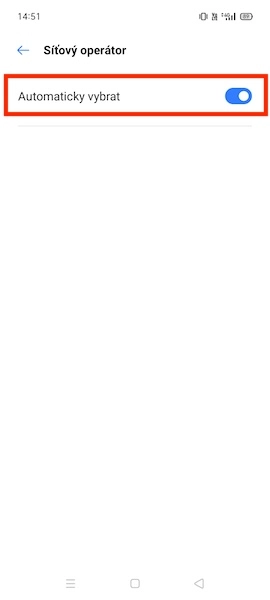 Výběr síťového operátora