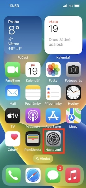 Ikona nastavení na ploše telefonu