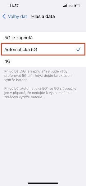 Upřednostňovaný režim sítě