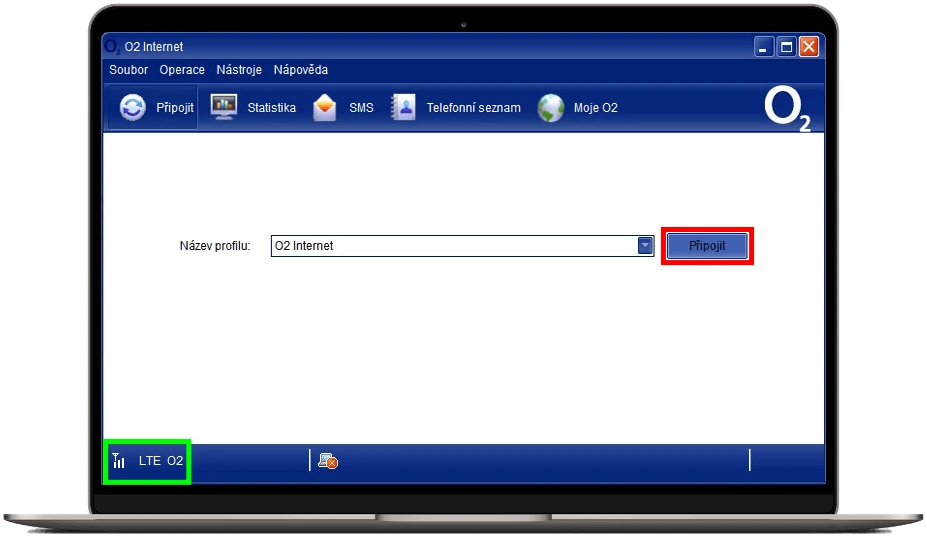 Uživatelské rozhraní programu O2 Internet