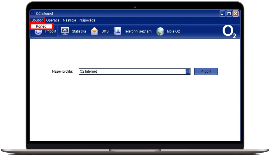 Ukončení aplikace O2 Internet