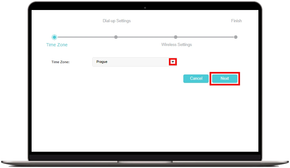 Výběr časového pásma Praha