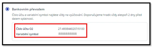 Platba bankovním převodem