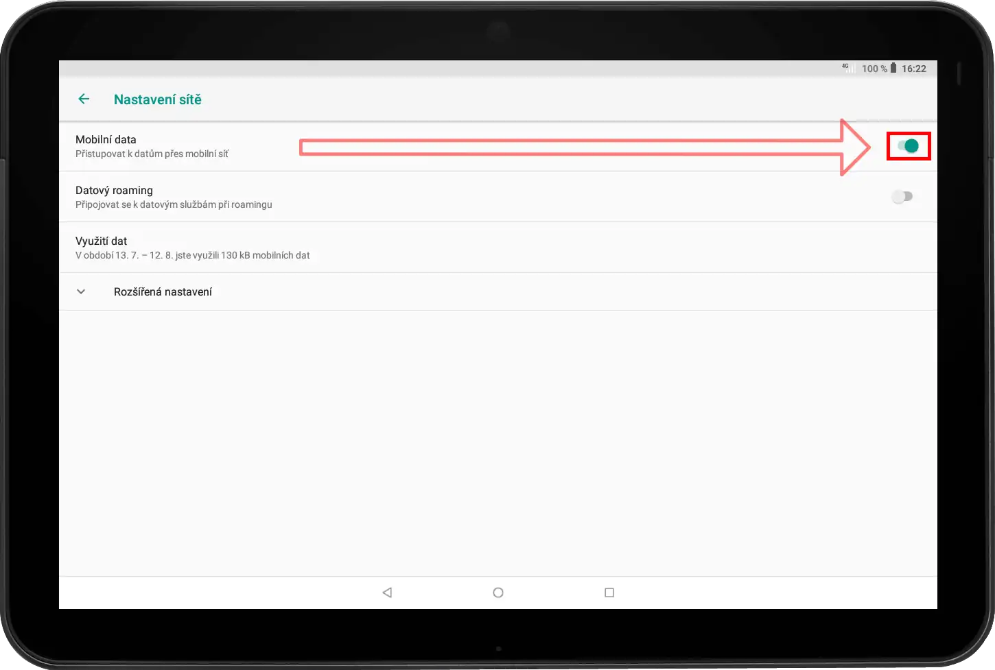 Zapnutí mobilních dat