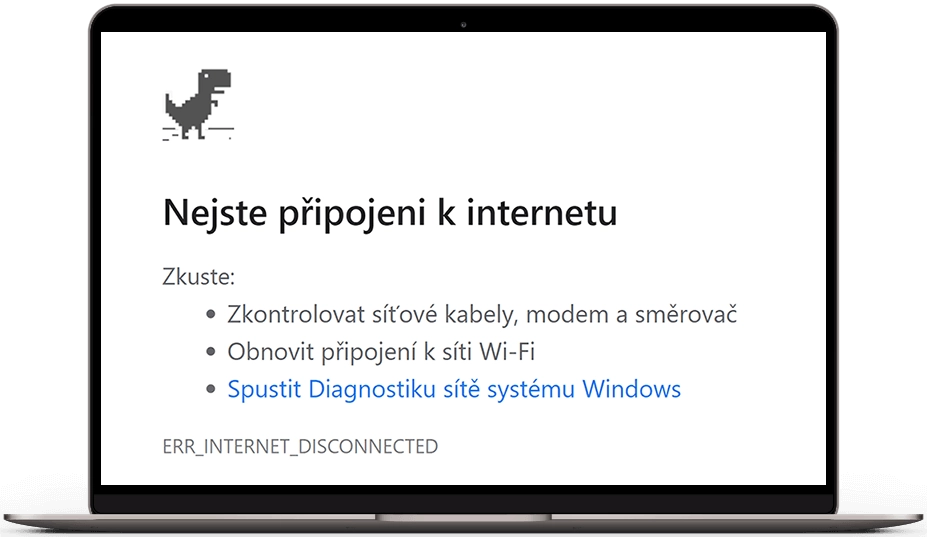 hláška internetového prohlížeče nejste připojení k internetu