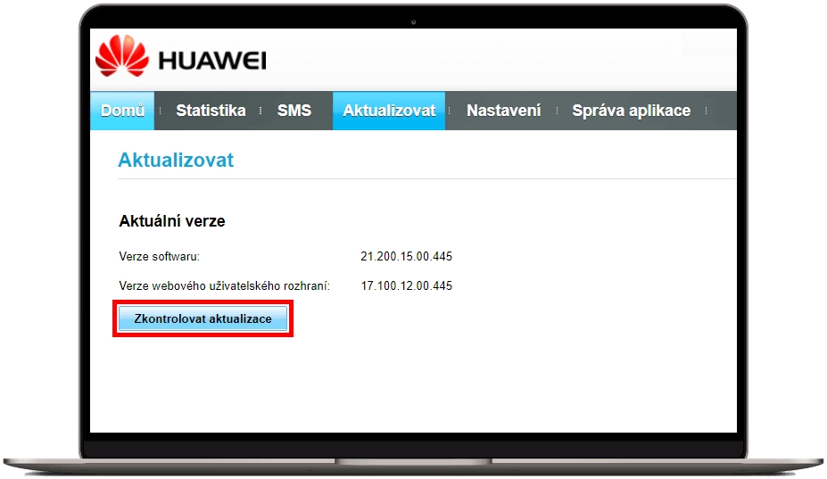 zkontrolovat aktualizace firmwaru