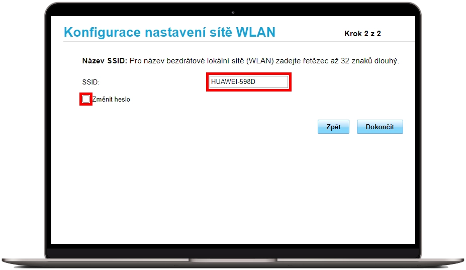 konfigurace nastavení sítě WLAN