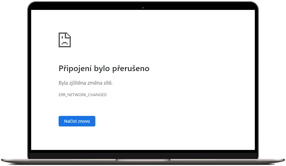 přerušené připojení k síti