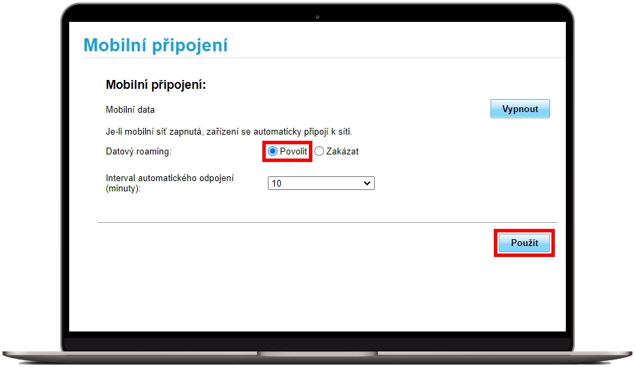 Povolení datového roamingu