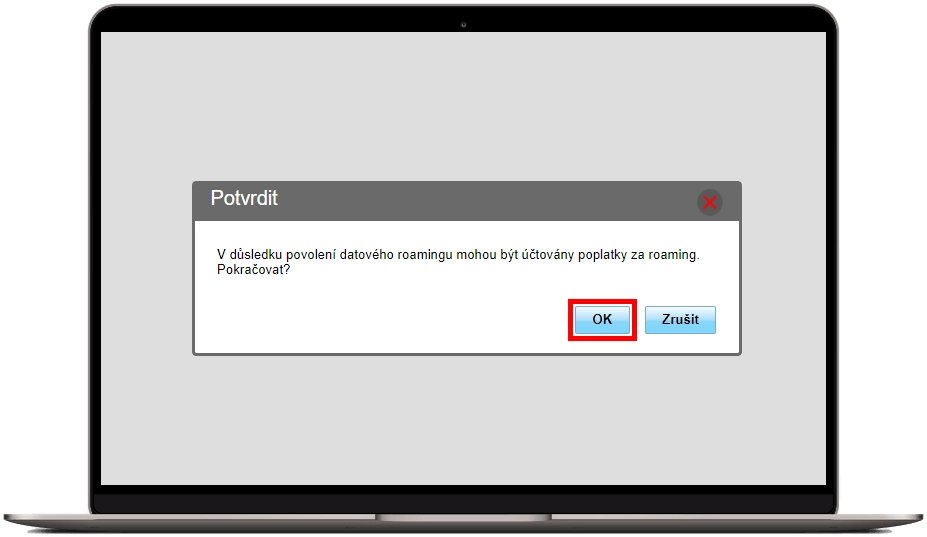 Potvrzení datového roamingu