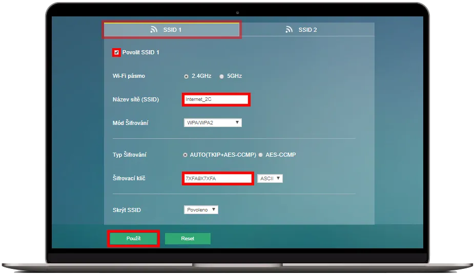 potvrzení tlačítkem použít
