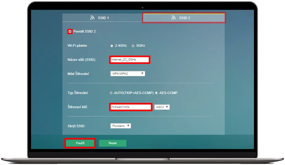 nastavení 5ghz wi-fi