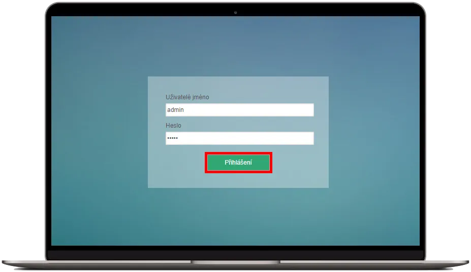 přihlášení do konfogurace modemu