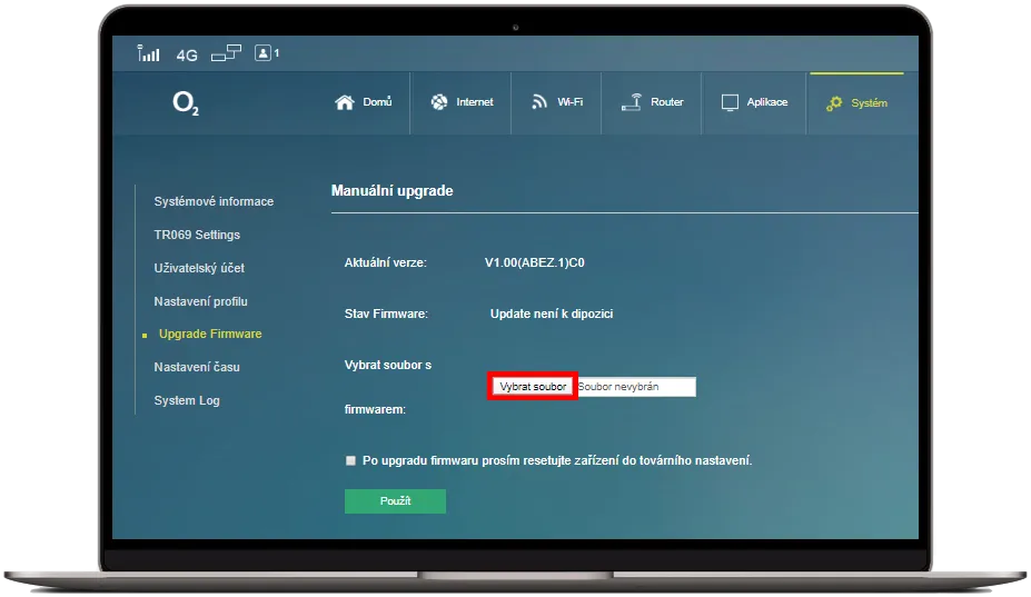 kliknutí na vybrání souboru