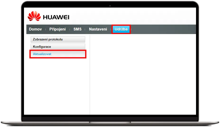 sekce údržba a aktualizovat