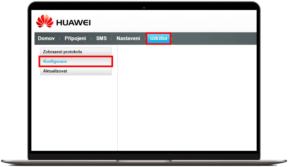 kliknutí na údržba a následně konfigurace