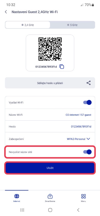 Označené nastavení Wi-Fi pro hosty