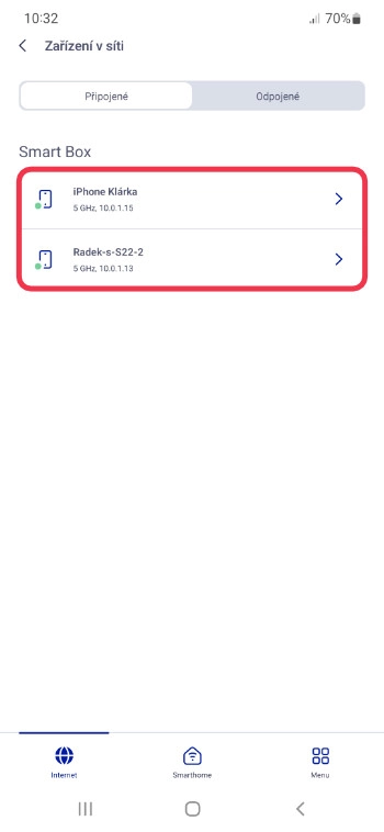 Připojené zařízení v síti