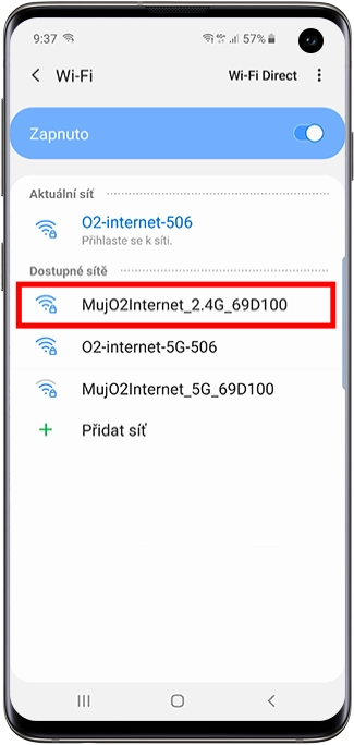 Seznam dostupných sítí na telefonu