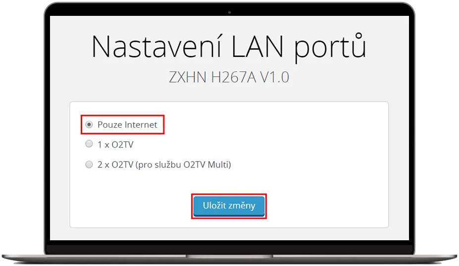 Nastavení portů pouze pro internet