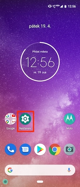 Ikona nastavení na ploše telefonu