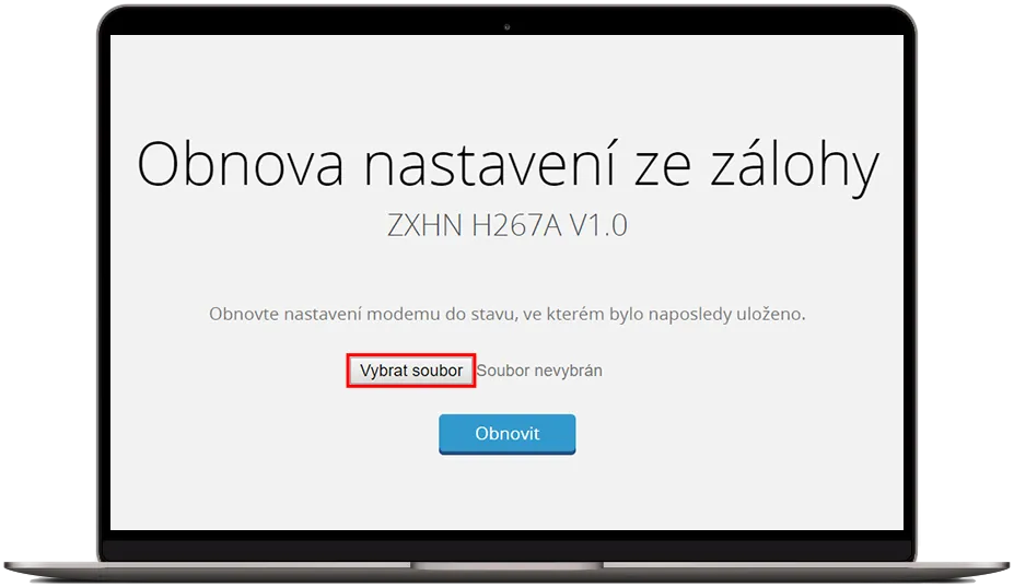 Úvodní obrazovka pro obnovu zálohy