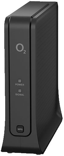 Přední panel O2 Smart Boostger Boxu, kontrolkami Power a Signal a tlačítkem WPS