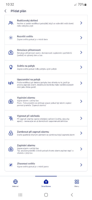 Nastavení pravidel pro spínání chytré zásuvky