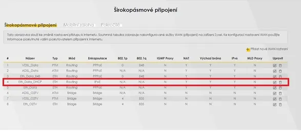 Nastaveni sirokopasmoveho pripojeni