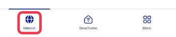 Výběr ikony Internet v hlavním menu aplikace O2 Smart Box zvýrazněný v červeném rámečku