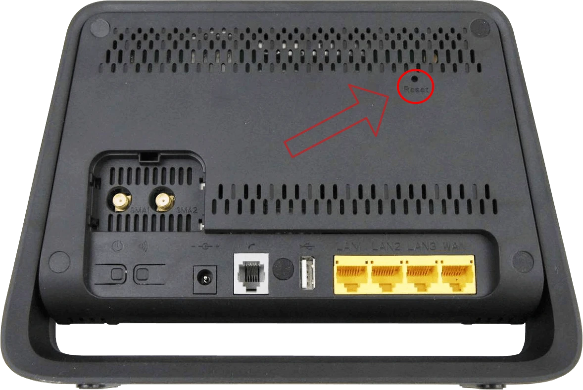 Tlačítko reset modemu