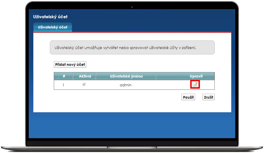 Upravit uživatelský účet