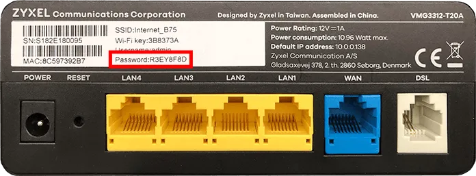 Štítek s přihlašovacími údaji