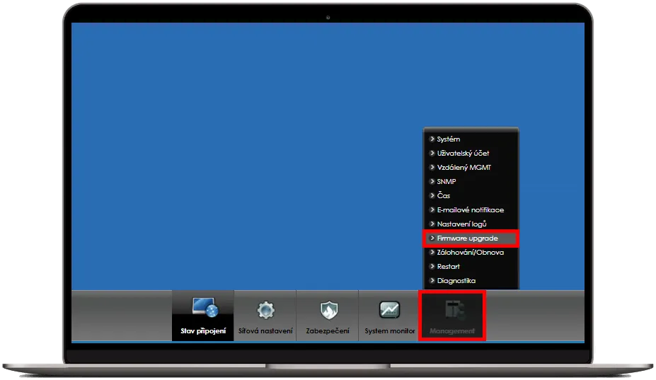 Výběr aktualizace firmware v administraci
