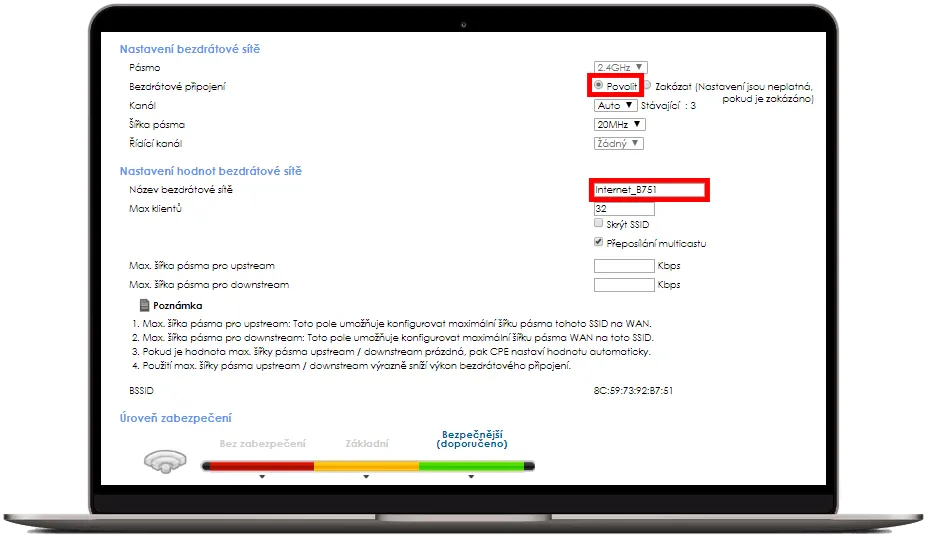 Nastavení bezdrátové sítě