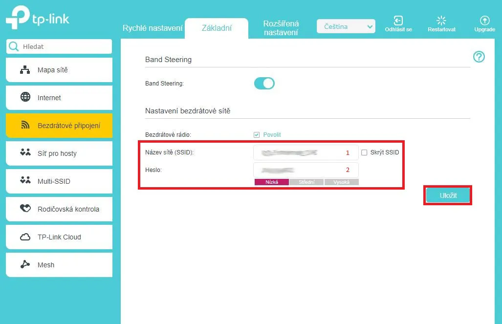 obrázek potvrzení nastavení sítě a hesla