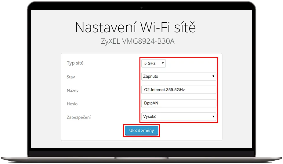 Vyplňte pole nastavení