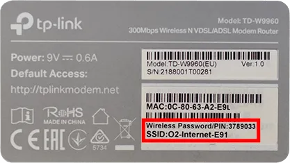 Štítek s přihlašovacími údaji