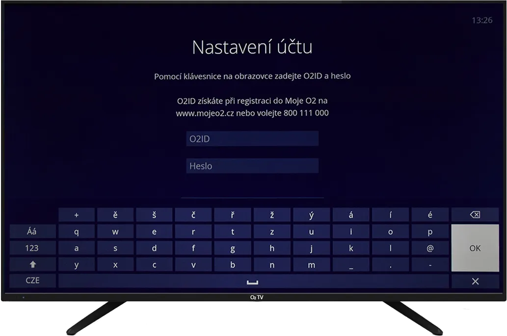 obrázek přihlášení pomocí O2ID a hesla