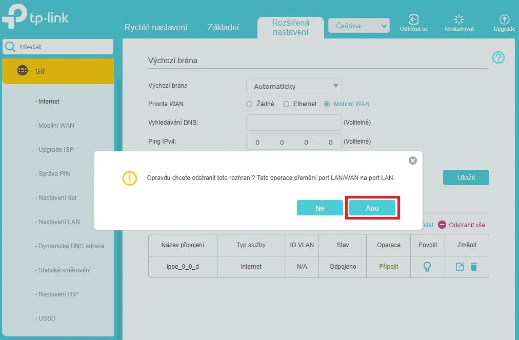 obrázek kliknutí na ANO v  dialogovém okně
