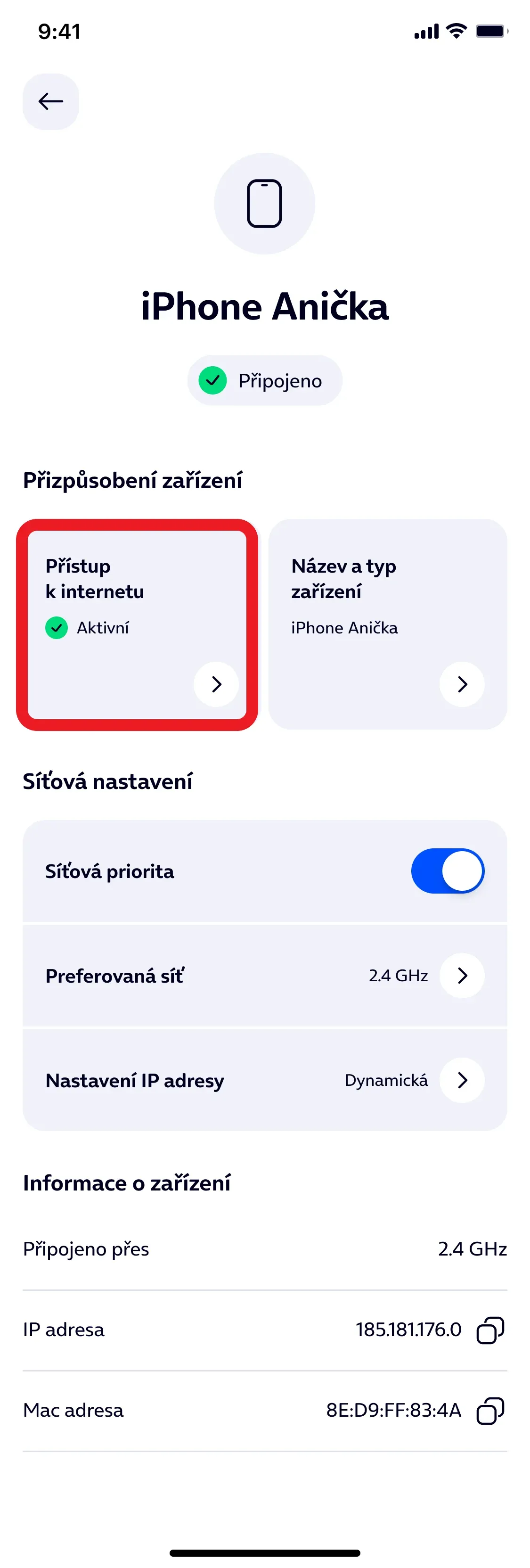 přístup k internetu