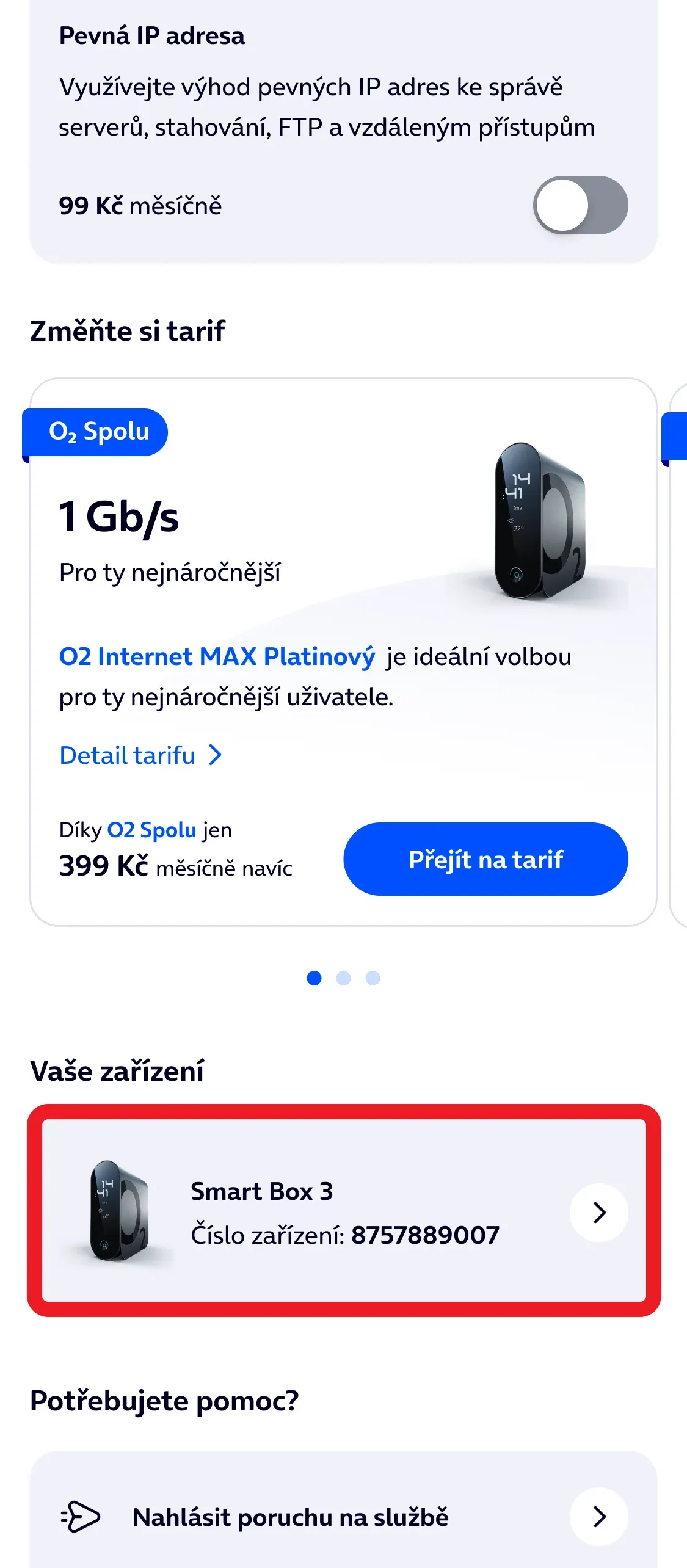 výběr Smart boxu ve Vaše zařízení