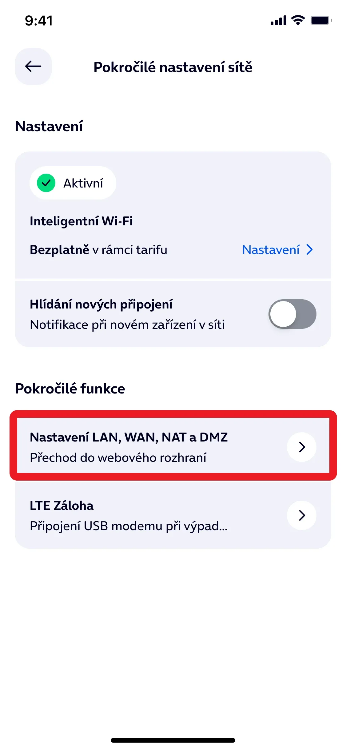 Nastavení LAN, WAN, NAT a DMZ