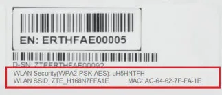 Štítek s přihlašovacími údaji